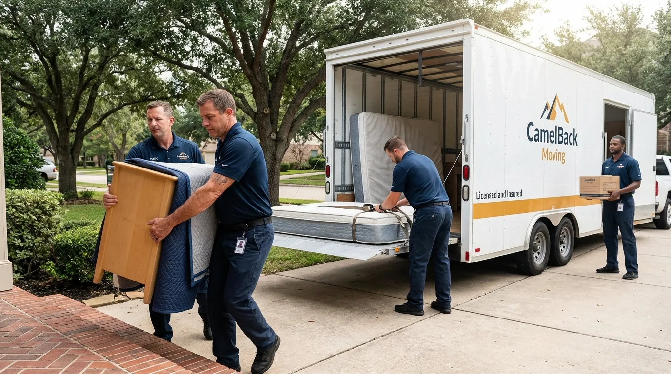 Crew loading residential truck for cross-state move from Dayton, WA