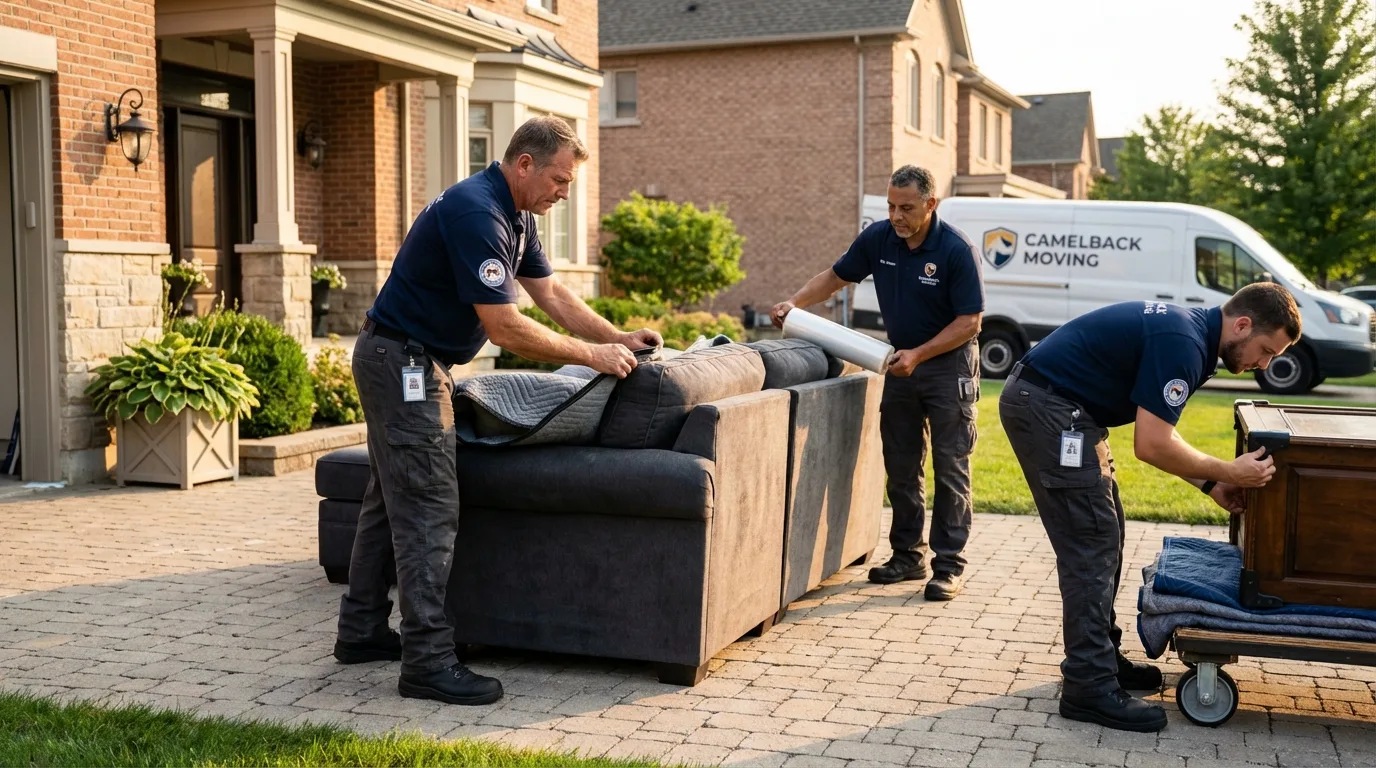 Large estate moving crew wrapping furniture in Dayton, WA